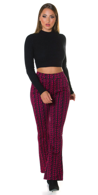 Highwaist flared pants with print Pink
